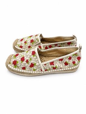 MICHAEL Michael Kors Cherry Logo Espadrille Slip On Flats Shoes Retro Size 7